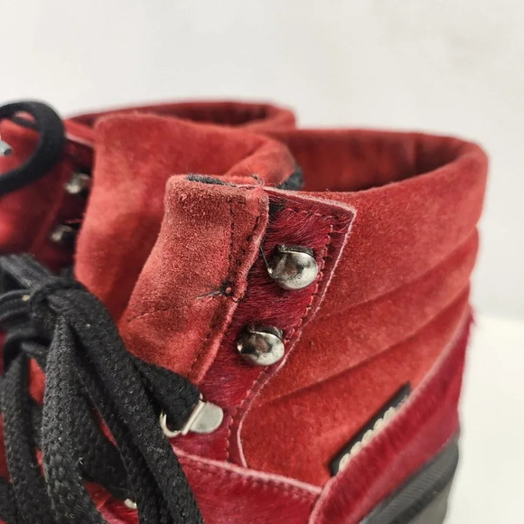 Oscar Sport Fur Boots Red Size EU 39 (US 8) Winter Outdoor Made in Italy - Picture 2 of 16